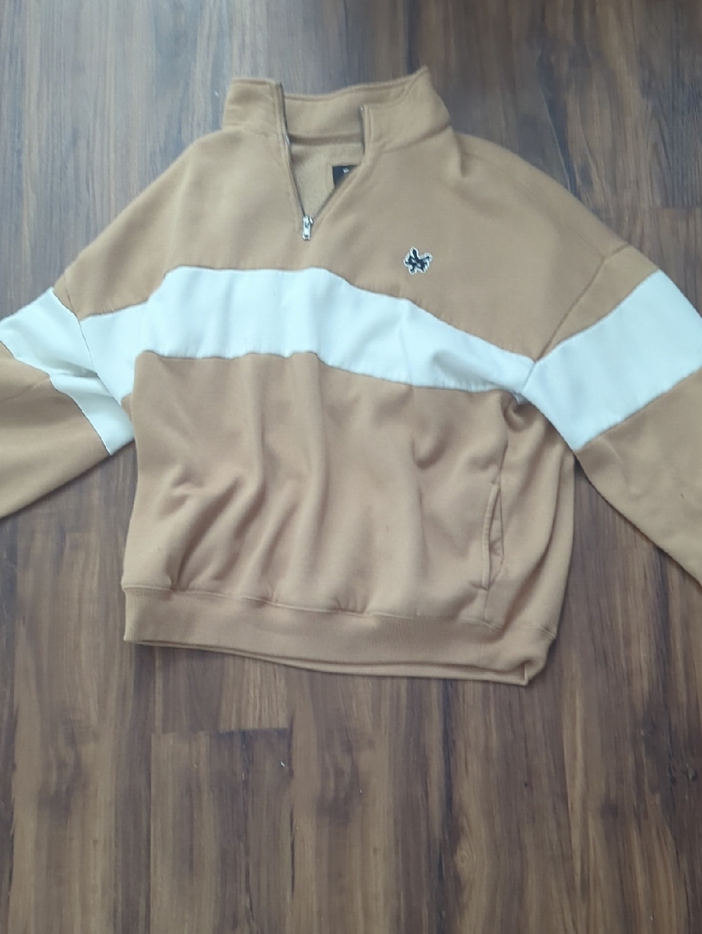Zoo York Tan and White Half-Zip Pullover Sweater